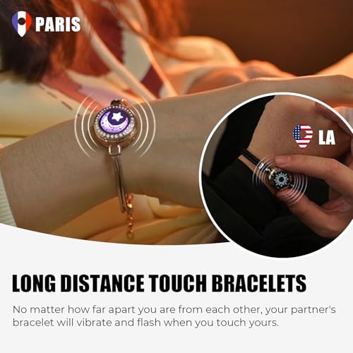 TOTWOO Touch Bracelets for Couples, Vibration & Light up for Love Couples Long Distance Relationship Gifts for Girlfriend Bluetooth Pairing Jewelry - Image 2