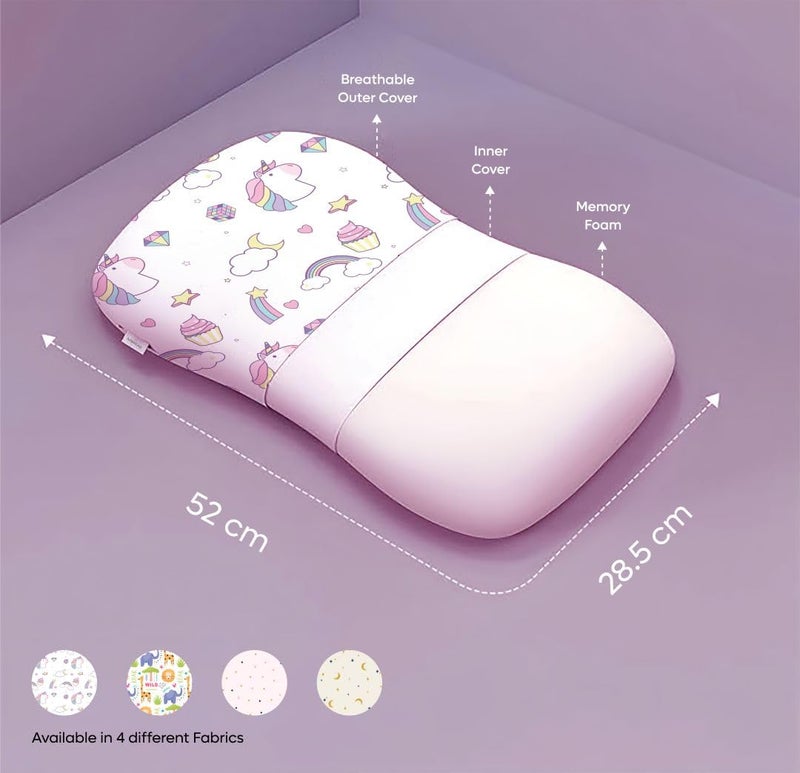 ADMIRAE Premium Memory Foam Baby & Toddler Pillow | Head,Neck & Back Support Cushion | Washable Removable Cover | Ideal for Sleeping,Reading & Resting | Age 2to9 Year | 20.5x11.5x2.5in - Unicorn Print - Image 5