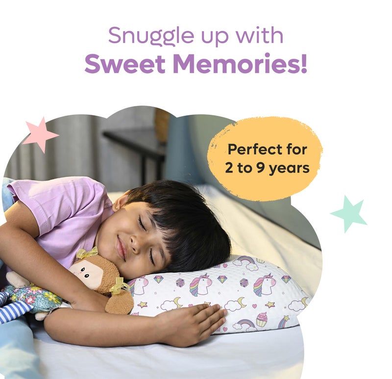 ADMIRAE Premium Memory Foam Baby & Toddler Pillow | Head,Neck & Back Support Cushion | Washable Removable Cover | Ideal for Sleeping,Reading & Resting | Age 2to9 Year | 20.5x11.5x2.5in - Unicorn Print - Image 3