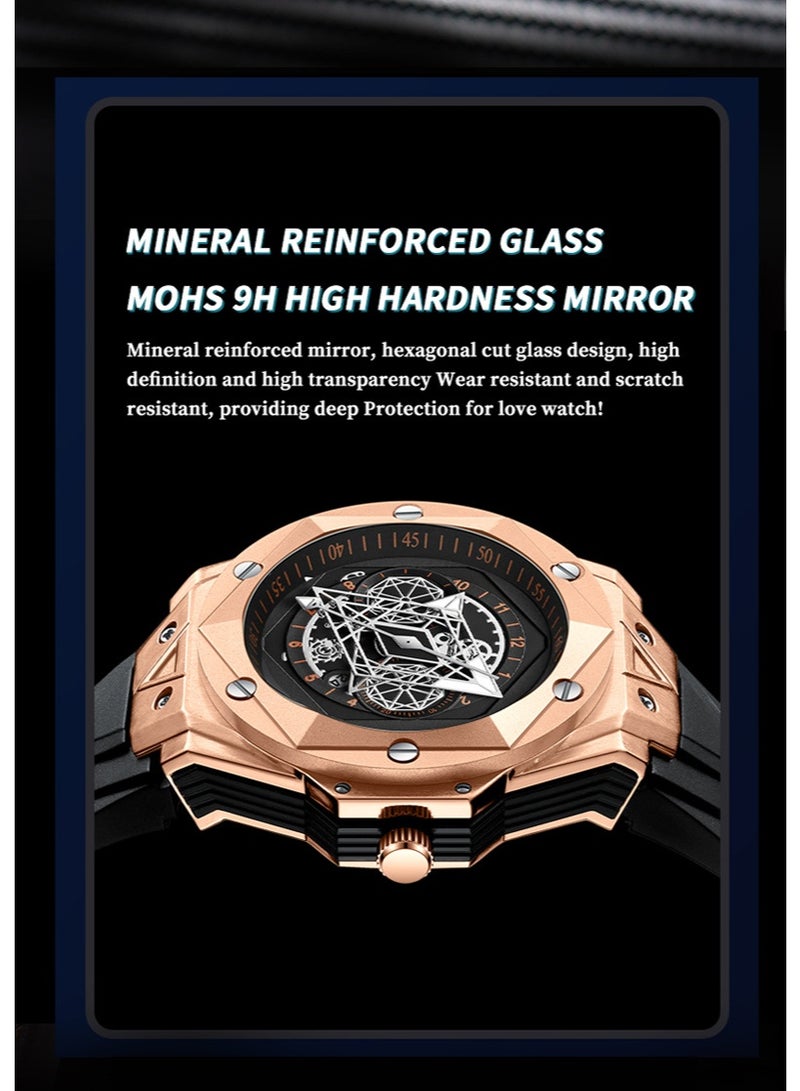 BINBOND Men's Waterproof Skeleton Quartz Watch with Luminous Display - Image 4