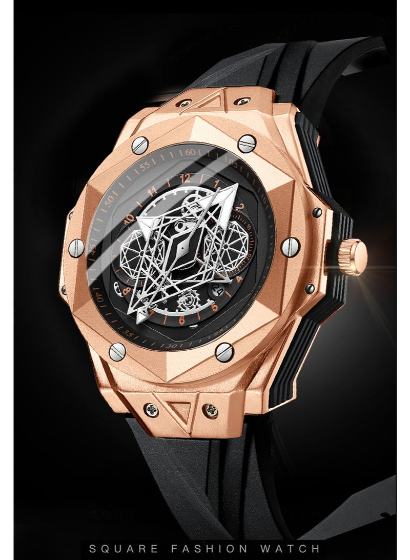 BINBOND Men's Waterproof Skeleton Quartz Watch with Luminous Display - Image 2