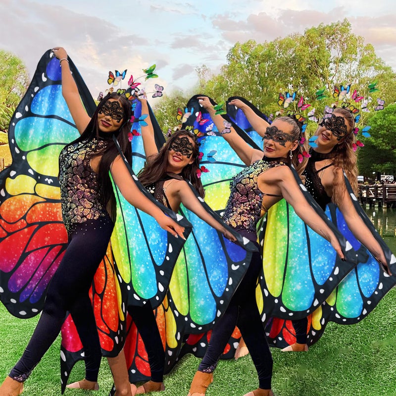 D.Q.Z Double Sided Women Butterfly Wings Costumes for Adults Fairy Ladies Festival Halloween Dress UP Party (Brilliant Rainbow) - Image 3
