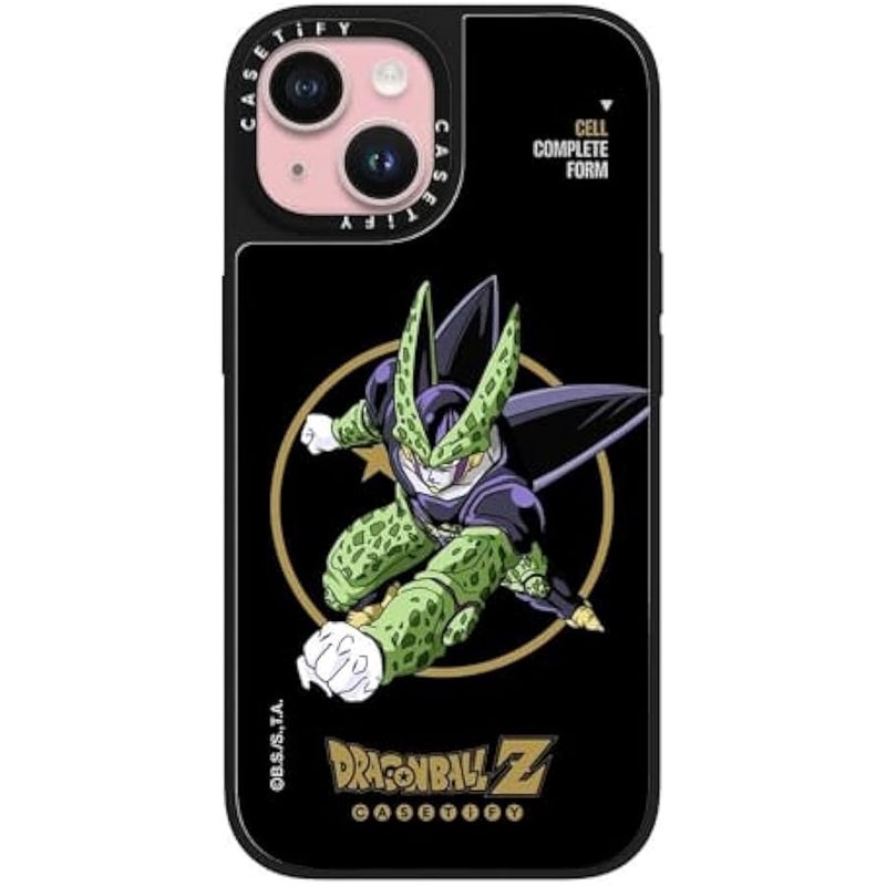Casetify Mirror iPhone 15 Case 【Dragon Ball Colab/Reflective / 4.9ft Drop Protection/Magsafe】 - Cell Complete Form - Silver on Black - Image 1