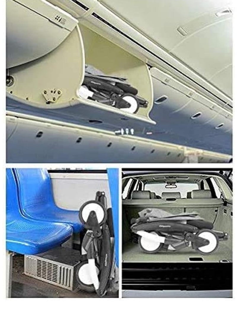 عربة أطفال صغيرة الحجم وخفيفة الوزن وقابلة للطي باللون الرمادي - Image 4