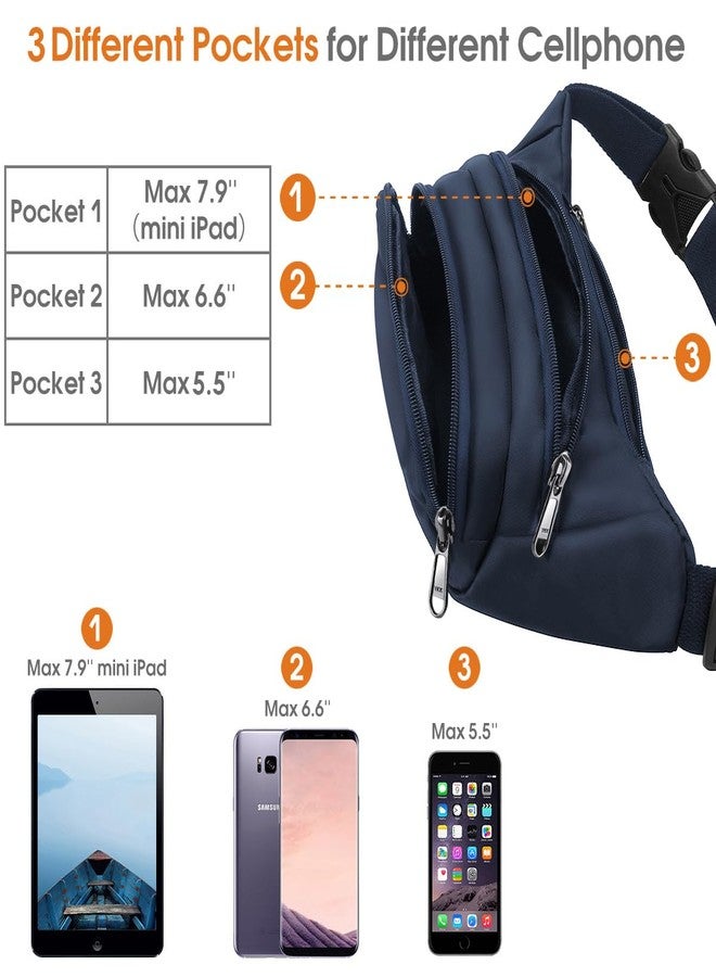 Syican Large Fanny Pack for Women Men - Syican Waist bag with 3-Zipper Pockets, Gifts for Enjoy Sports Traveling Workout Casual Hands-Free crossbody bags Fits MAX 7.9'' iPad & 6.6'' Phone - Image 3