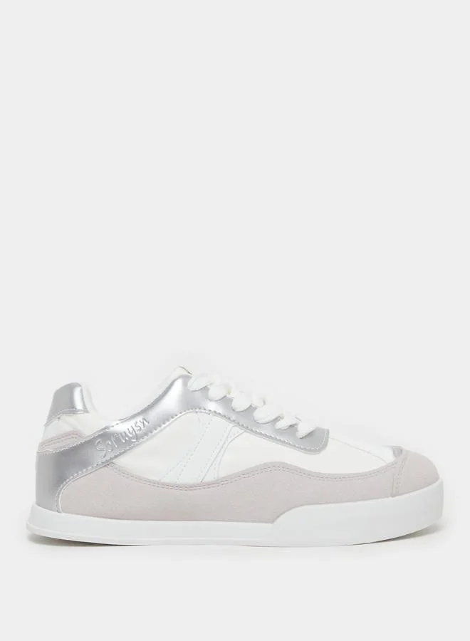 Styli Styli Panelled Lace Up Flatform Sneakers