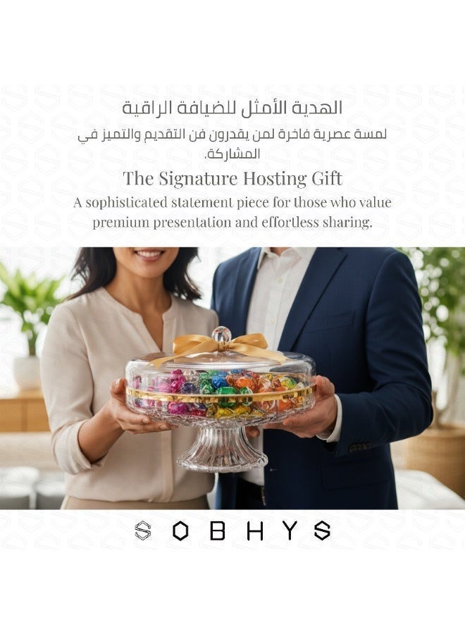 SOBHYS Premium 6-Compartment Serving Tray with Lid - Crystal Clear Extra Deep Acrylic Hosting Box - 25cm Diameter High Capacity Organizer for Chocolates, Dates, Eid Cookies and Sweets - Image 5