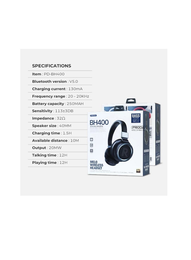 برودا سماعات رأس ستيريو مزودة بخاصية إلغاء الضوضاء سماعات رأس لاسلكية PRBH400 - Image 5