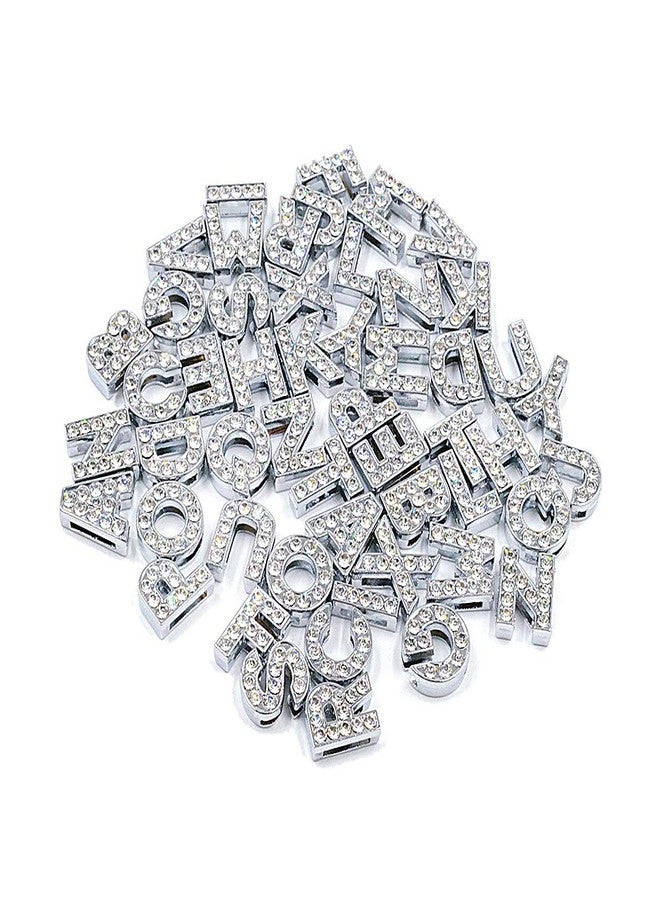 AUEAR, 52 Pack Silver A-Z 8mm Full Rhinestone Slide Crystal Alphabet Alloy Letter Charm for Bracelets Necklace Wristbands DIY Jewelry Making - Image 1