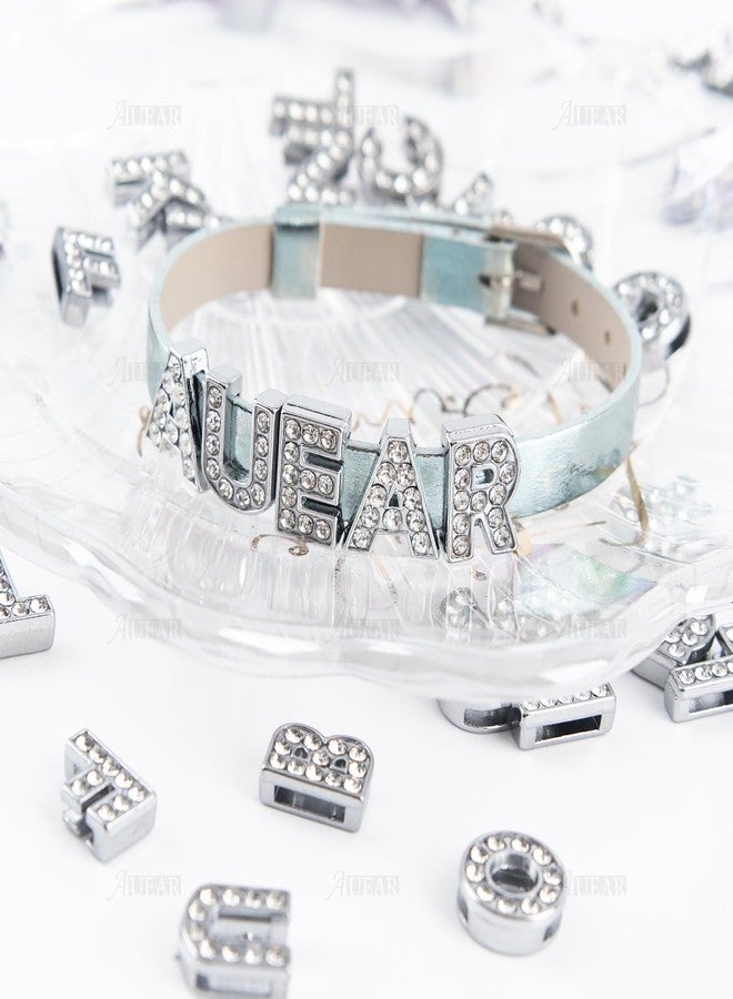 AUEAR, 52 Pack Silver A-Z 8mm Full Rhinestone Slide Crystal Alphabet Alloy Letter Charm for Bracelets Necklace Wristbands DIY Jewelry Making - Image 3