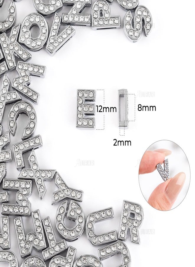 AUEAR, 52 Pack Silver A-Z 8mm Full Rhinestone Slide Crystal Alphabet Alloy Letter Charm for Bracelets Necklace Wristbands DIY Jewelry Making - Image 2