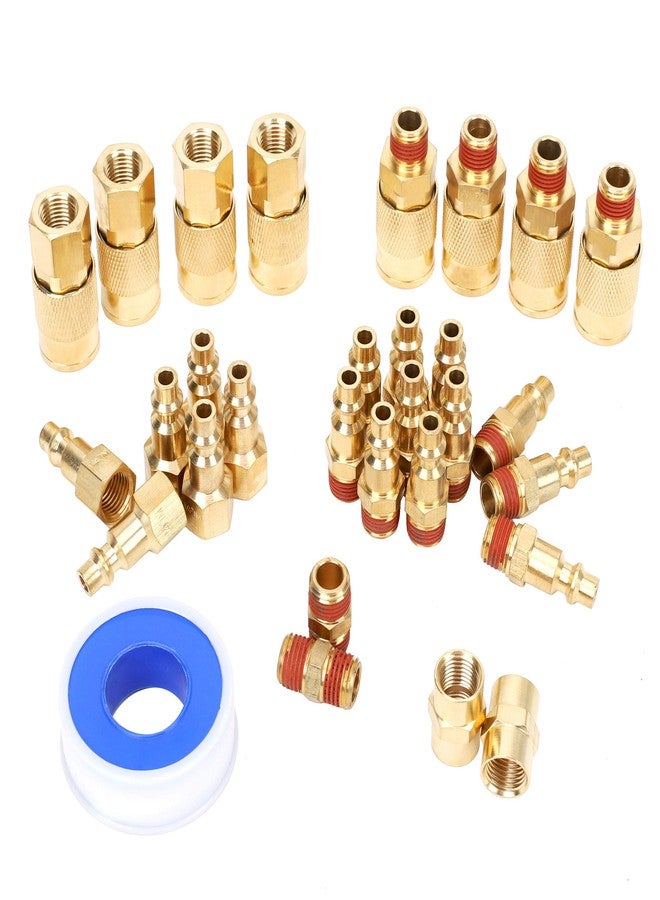 FYPower 30 Pieces 1/4" NPT Air Coupler and Plug Kit, Quick Connect Air Fittings, Industrial Solid Brass Quick Connect, Connector Set - Image 1