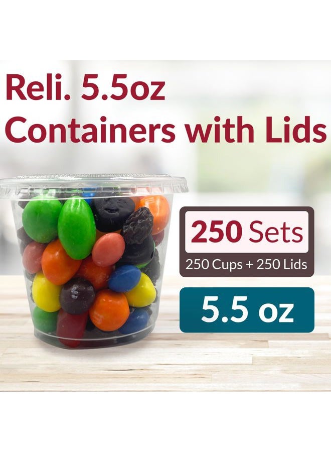 Reli. 5.5 oz Small Containers with Lids (250 Sets) | Jello Shot Cups with Lids | Clear Plastic Condiment Containers with Lids | 5 oz Portion Cups with Lids | 5 oz Sauce Cups with lids | Souffle Cups - Image 2