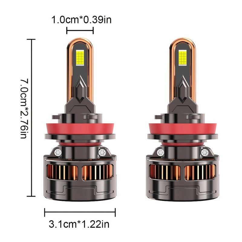 2 قطعة من مصابيح LED الأمامية 9005 9006 H1 H4 H7 H11 بقوة 59300 لومن، ضوء عالي ومنخفض وضباب - Image 2