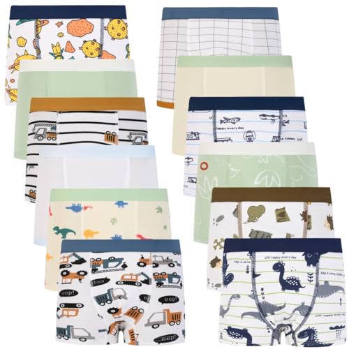 Cczmfeas Boys Kids Soft Cotton Fashion Boxer Briefs Toddler Breathable Underwear (US, Age, 7 Years, 8 Years, Blue - 12 Pack) - Image 1