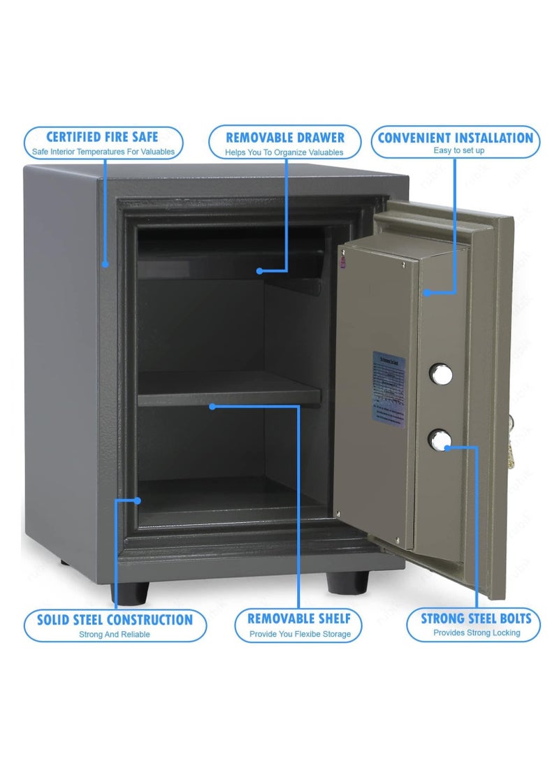 KARNAK - Karnak Safe Box Locker with Handle 2-Keys Fire Resistant, Waterproof for Home, Office, Hotel, Privacy Room, Bank GW-50KL Color Vertical Green 42Kg - Image 1