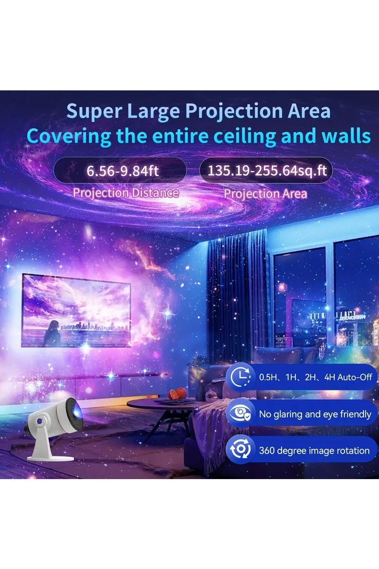 BlueFire 2025 Upgraded 4K Ultra-Clear 2in1 Galaxy Star Projector – 360° Rotating Nebula & Starry Sky Effect, HD Planetarium Projection with Adjustable Brightness, Timer & Auto-Off | USB-Powered LED Night Light for Bedroom, Living Room, Kids Room | 6 Film Discs, Quiet Operation, Ideal Gift for Home Decor - Image 5