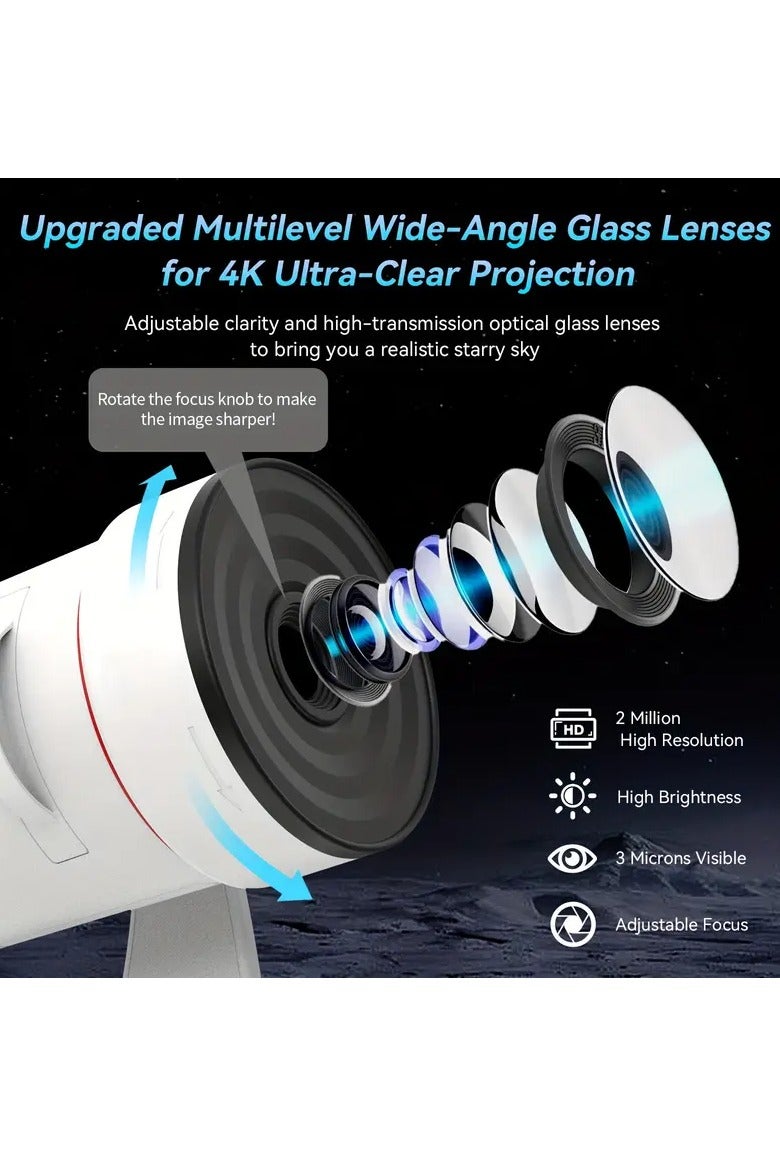BlueFire 2025 Upgraded 4K Ultra-Clear 2in1 Galaxy Star Projector – 360° Rotating Nebula & Starry Sky Effect, HD Planetarium Projection with Adjustable Brightness, Timer & Auto-Off | USB-Powered LED Night Light for Bedroom, Living Room, Kids Room | 6 Film Discs, Quiet Operation, Ideal Gift for Home Decor - Image 3