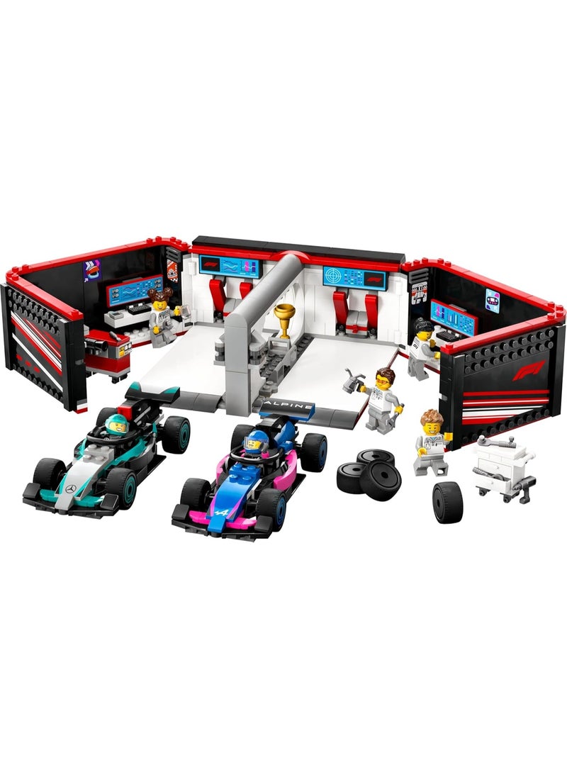 LEGO LEGO F1 Garage & Mercedes-AMG & Alpine Cars Building Toy Set 60444  - Image 2