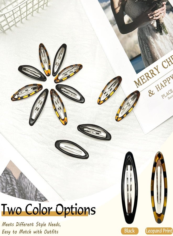 Zoolinn Oval Hair Clip for Women – Classic Black & Tortoise Metal Snap Barrettes Clip – 2.75 Inch Ellipse Hair Accessories(12-Pack) - Image 3