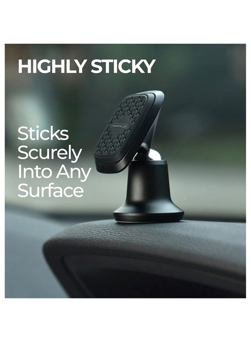 Digitplus حامل هاتف السيارة المغناطيسي لحامل الهاتف على لوحة القيادة مع قوة شفط قوية دوران 360 درجة 2 لوحات مغناطيسية بقوة مغناطيسية قوية متوافقة مع آيفون سامسونج هواوي - Image 3