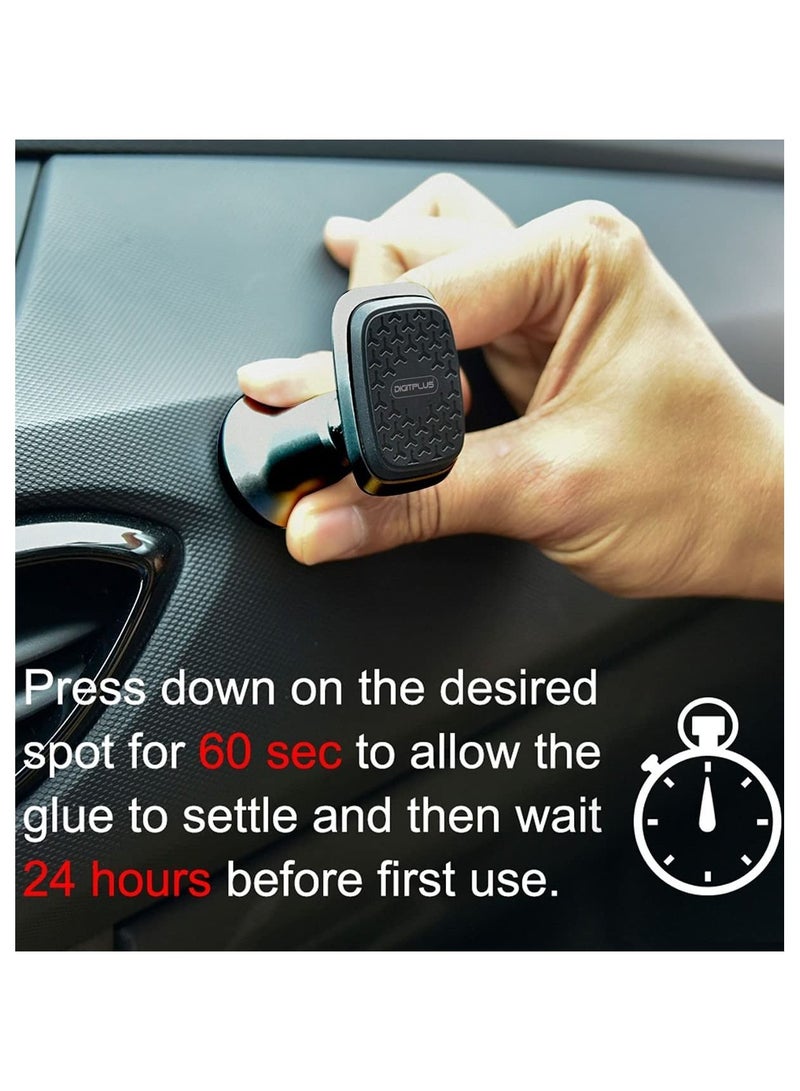 Digitplus حامل هاتف السيارة المغناطيسي لحامل الهاتف على لوحة القيادة مع قوة شفط قوية دوران 360 درجة 2 لوحات مغناطيسية بقوة مغناطيسية قوية متوافقة مع آيفون سامسونج هواوي - Image 2