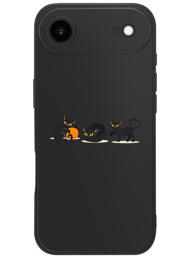 Theodor Protective Slim Fit Case Liquid Silicone Cover with Full Body Protection Anti-Scratch Shockproof Case For Apple iPhone 17 Air (Black) Cat pumpkin Halloween-01 - Image 1
