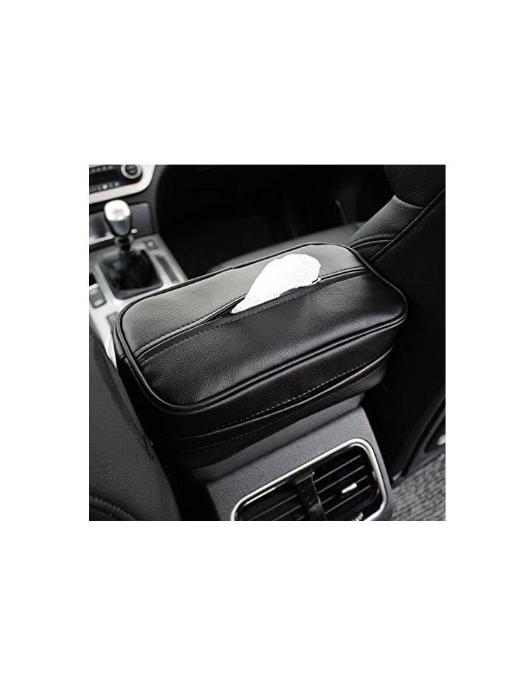 FengSVMA Luxury Leather Car Sun Visor Tissue Case Holder Paper Towel Bag Cover, Back Seat Headrest Hanging Napkin Clip - Image 3