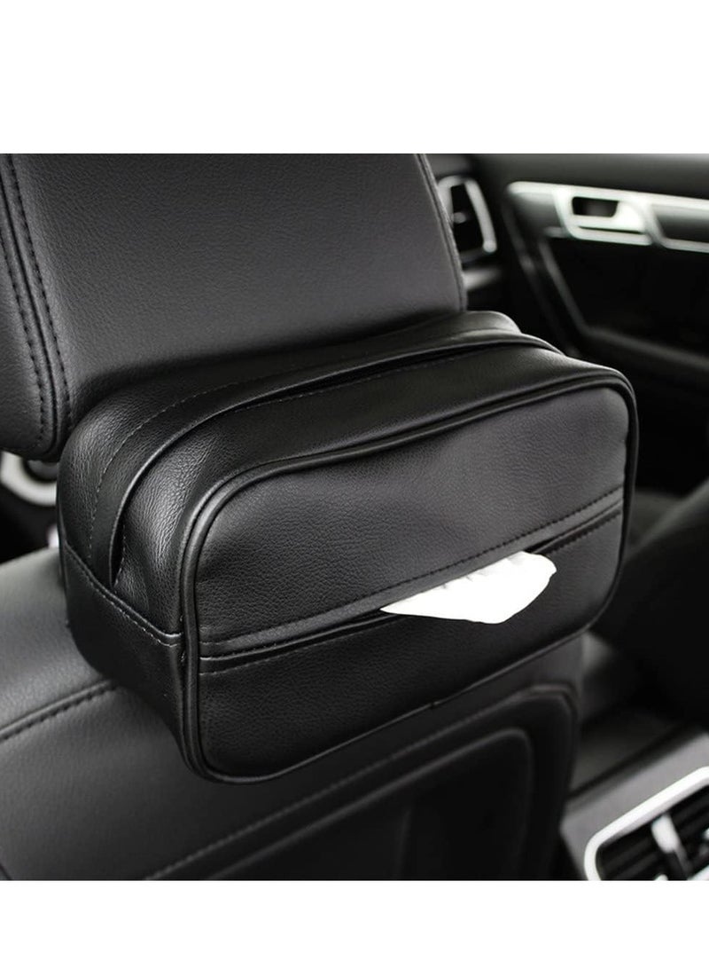 FengSVMA Luxury Leather Car Sun Visor Tissue Case Holder Paper Towel Bag Cover, Back Seat Headrest Hanging Napkin Clip - Image 1