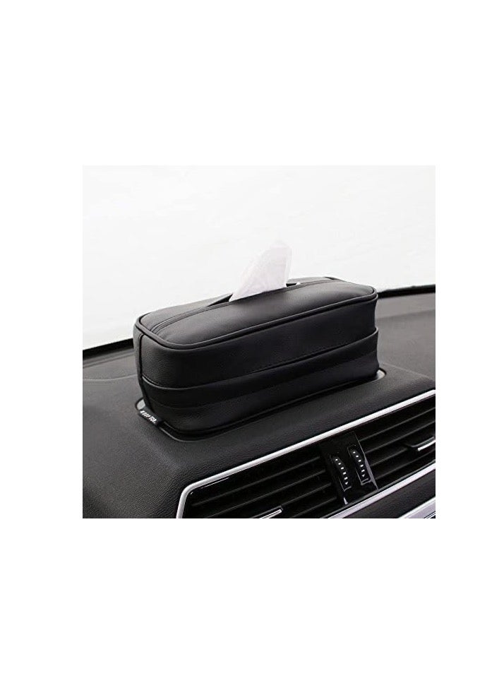 FengSVMA Luxury Leather Car Sun Visor Tissue Case Holder Paper Towel Bag Cover, Back Seat Headrest Hanging Napkin Clip - Image 2