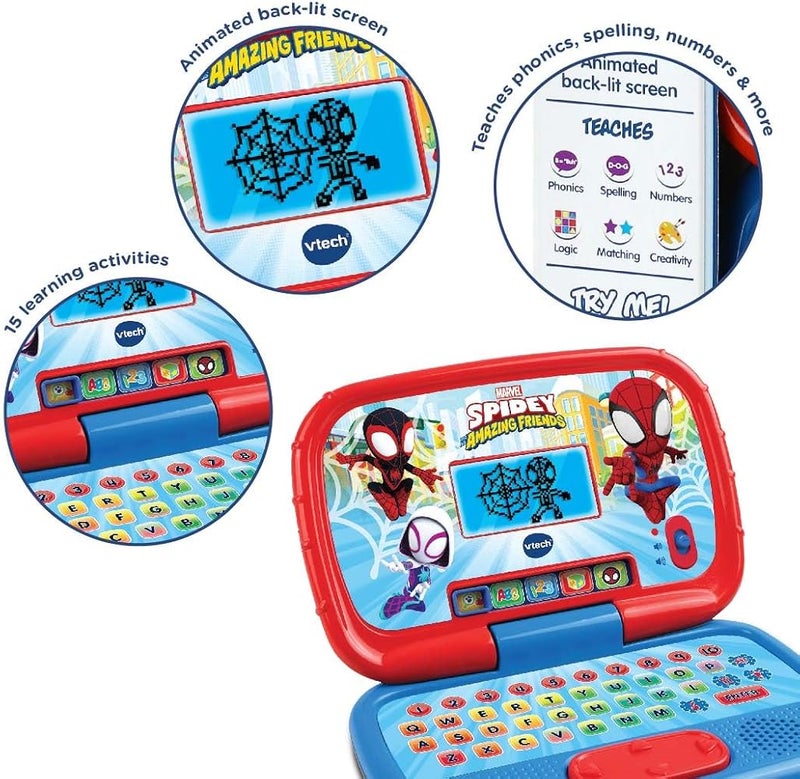 Vtech - Spidey & His Amazing friends Spidey Learning Laptop - Multicolour Enjoy logic, memory, and creative games with the VTech® Suitable for ages 3 + up - Image 2