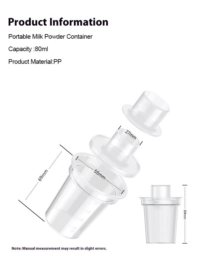 6-Pack Portable Baby Milk Powder Container 80ml, Transparent PP, Moisture And Dust Proof For Travel - Image 2