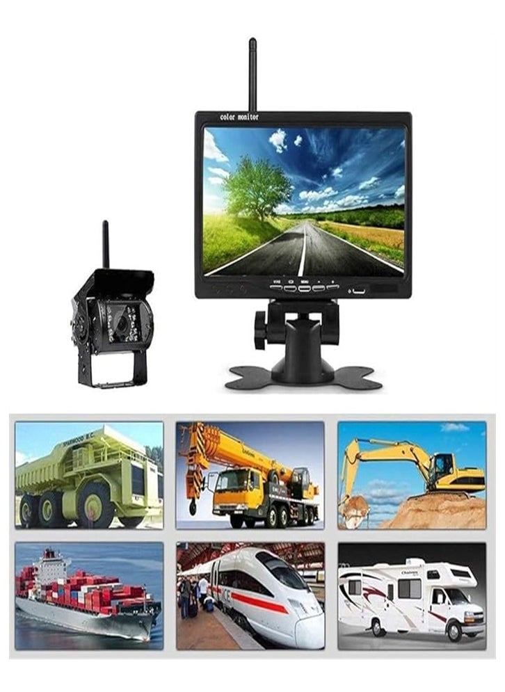 Generic Wireless Car Backup Camera and Monitor Kit, Waterproof Night Vision Wireless Rear View Camera 7 Inch LCD Monitor Parking System + Car Charger for 12V-24V Truck RV Trailer Camper Bus  - Image 2