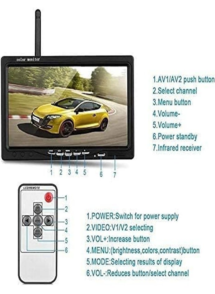 Generic Wireless Car Backup Camera and Monitor Kit, Waterproof Night Vision Wireless Rear View Camera 7 Inch LCD Monitor Parking System + Car Charger for 12V-24V Truck RV Trailer Camper Bus  - Image 5