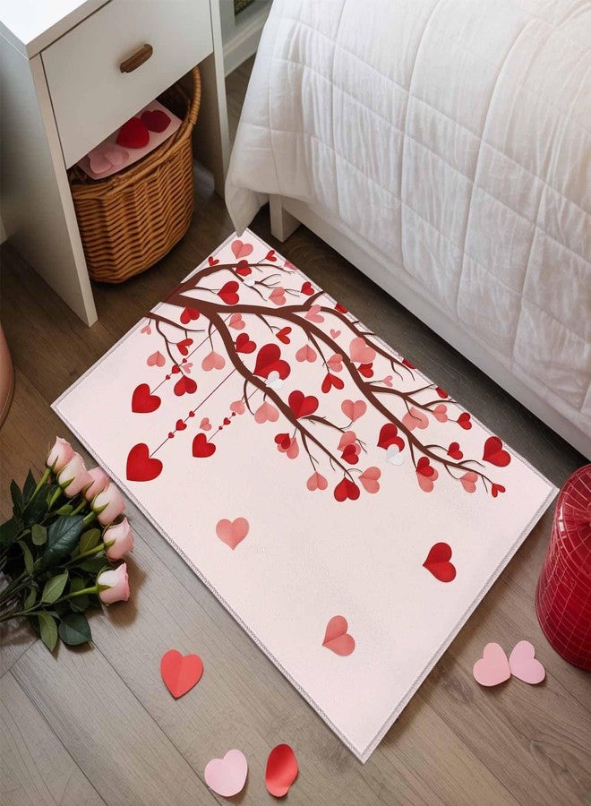 ALAGEO Valentines Mat Love Heart Tree Doormat Pink Red Romantic Love Happy Valentine's Day Decorative Floor Mat Non Slip Washable Welcome Mats for Home Decoration 18"x30" - Image 5