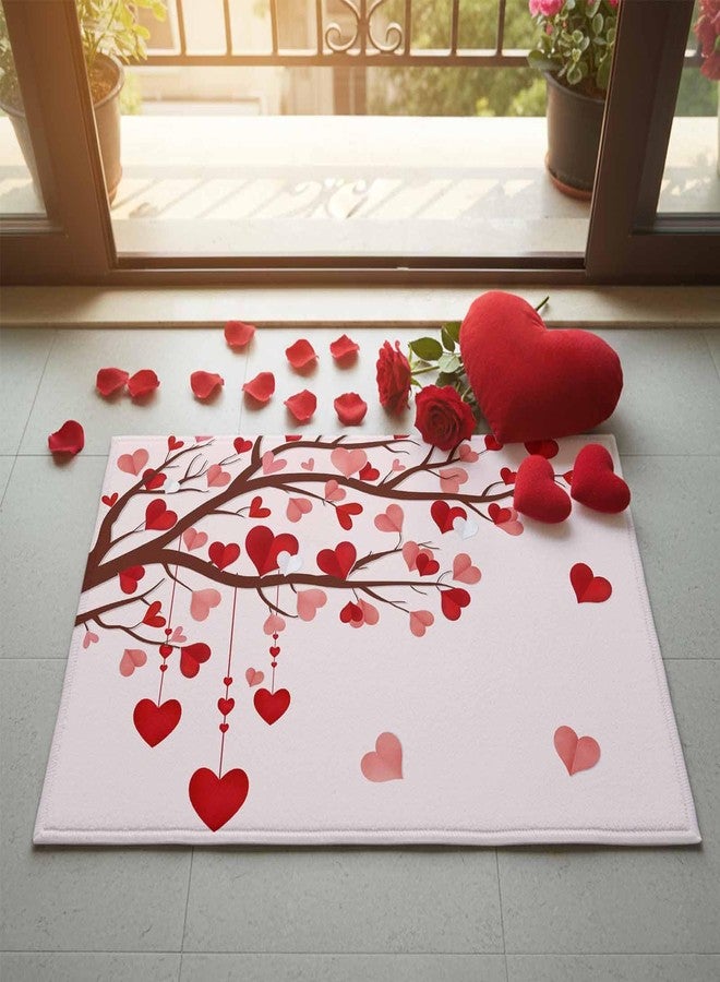 ALAGEO Valentines Mat Love Heart Tree Doormat Pink Red Romantic Love Happy Valentine's Day Decorative Floor Mat Non Slip Washable Welcome Mats for Home Decoration 18"x30" - Image 4