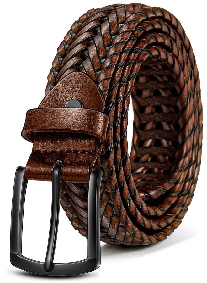 KEMISANT Men Belt, Braided Belt Comfortable For Men Casual Jean Golf 1 3/8", Light Brown6248, 34"-38"Waist Adjustable - Image 1