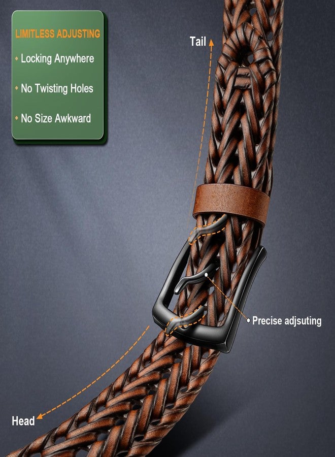 KEMISANT Men Belt, Braided Belt Comfortable For Men Casual Jean Golf 1 3/8", Light Brown6248, 34"-38"Waist Adjustable - Image 3