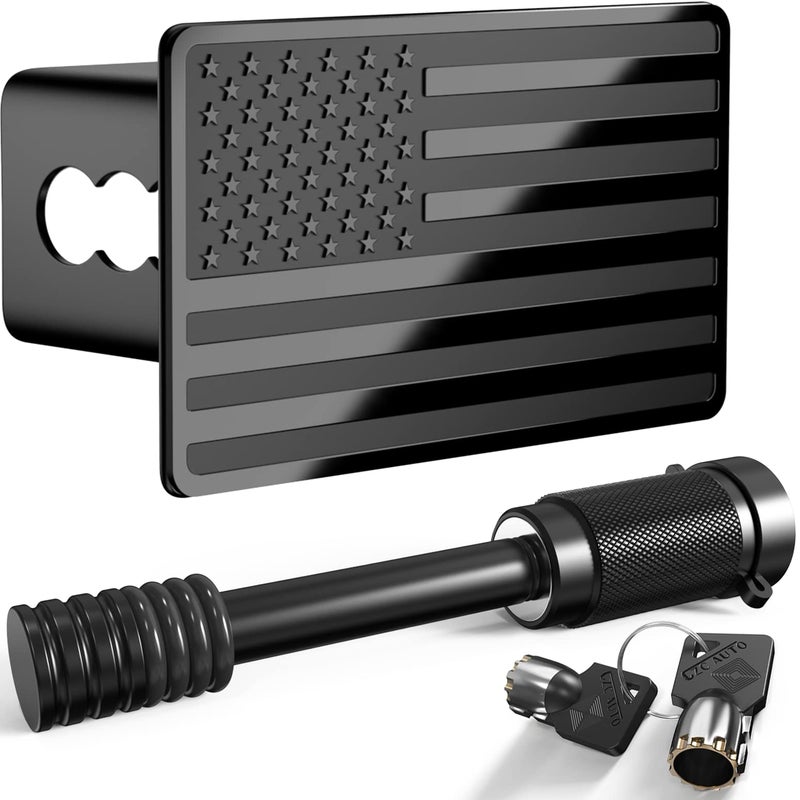 TOEASYTY Heavy American Flag Metal Trailer Hitch Cover for 2 Inch ReceiversTow Hitch Covers 2 Inch for Truck Accessories with 58Inch Pin Diameter Trailer Hitch Lock