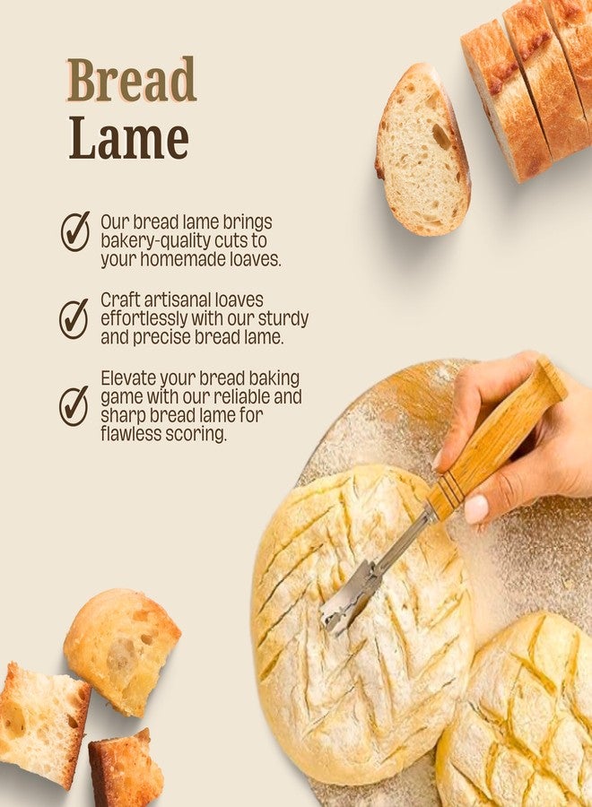 Goodscious Banneton Bread Proofing Basket Set - Oval & Round Sourdough Proofing Basket w/Cover, Metal & Plastic Scraper, Scoring Lame w/Leather Case and 5 Blades - Bread Making Tools and Supplies (13 pieces) - Image 3