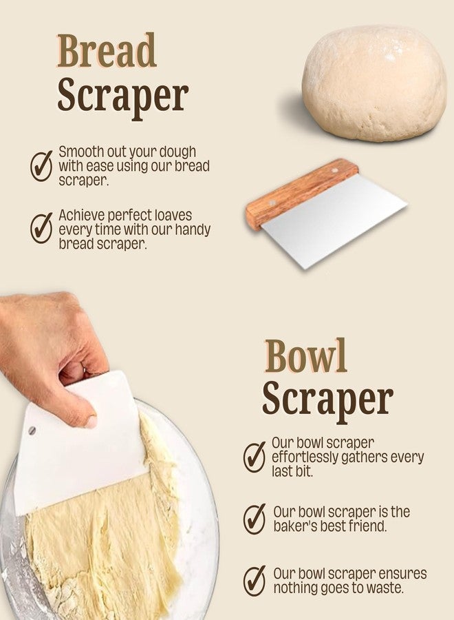 Goodscious Banneton Bread Proofing Basket Set - Oval & Round Sourdough Proofing Basket w/Cover, Metal & Plastic Scraper, Scoring Lame w/Leather Case and 5 Blades - Bread Making Tools and Supplies (13 pieces) - Image 4
