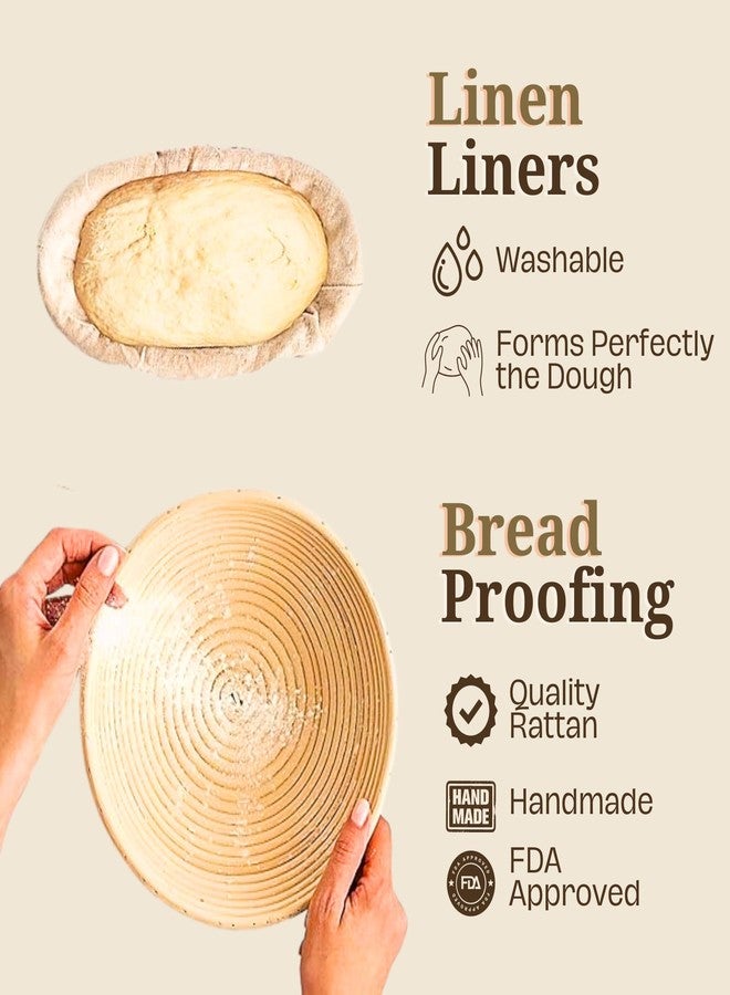 Goodscious Banneton Bread Proofing Basket Set - Oval & Round Sourdough Proofing Basket w/Cover, Metal & Plastic Scraper, Scoring Lame w/Leather Case and 5 Blades - Bread Making Tools and Supplies (13 pieces) - Image 2