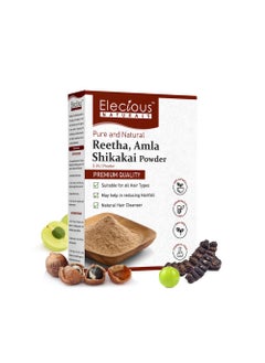 Elecious Naturals Amla, Reetha, Shikakai Powder for Hair 3-in-1 Natural Hair Cleanser 100% Natural, No Chemical, No Preservative SLS, Paraben Free Ready to Use 