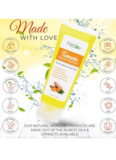 Herblov Turmeric Face Wash, Turmeric Clear Skin Liquid Soap – 100% Natural Anti Aging Exfoliating Turmeric Facial Cleanser for Spots, Age Spots, Sun Damage, Discoloration – Turmeric Soap Skin Detox Treatment  - Image 2
