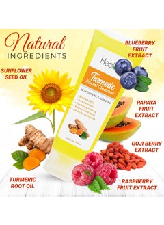 Herblov Turmeric Face Wash, Turmeric Clear Skin Liquid Soap – 100% Natural Anti Aging Exfoliating Turmeric Facial Cleanser for Spots, Age Spots, Sun Damage, Discoloration – Turmeric Soap Skin Detox Treatment  - Image 3