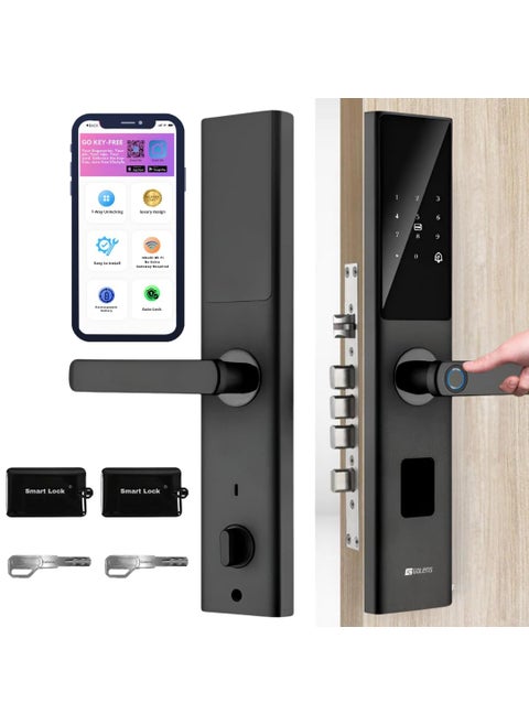Golens X33 Black Smart Door Lock Digital Door Lock 6Way Unlocking WiFi Fingerprint Password RFID Card Mobile App Physical Key OTP Access Passage Mode No Extra Gateway Required