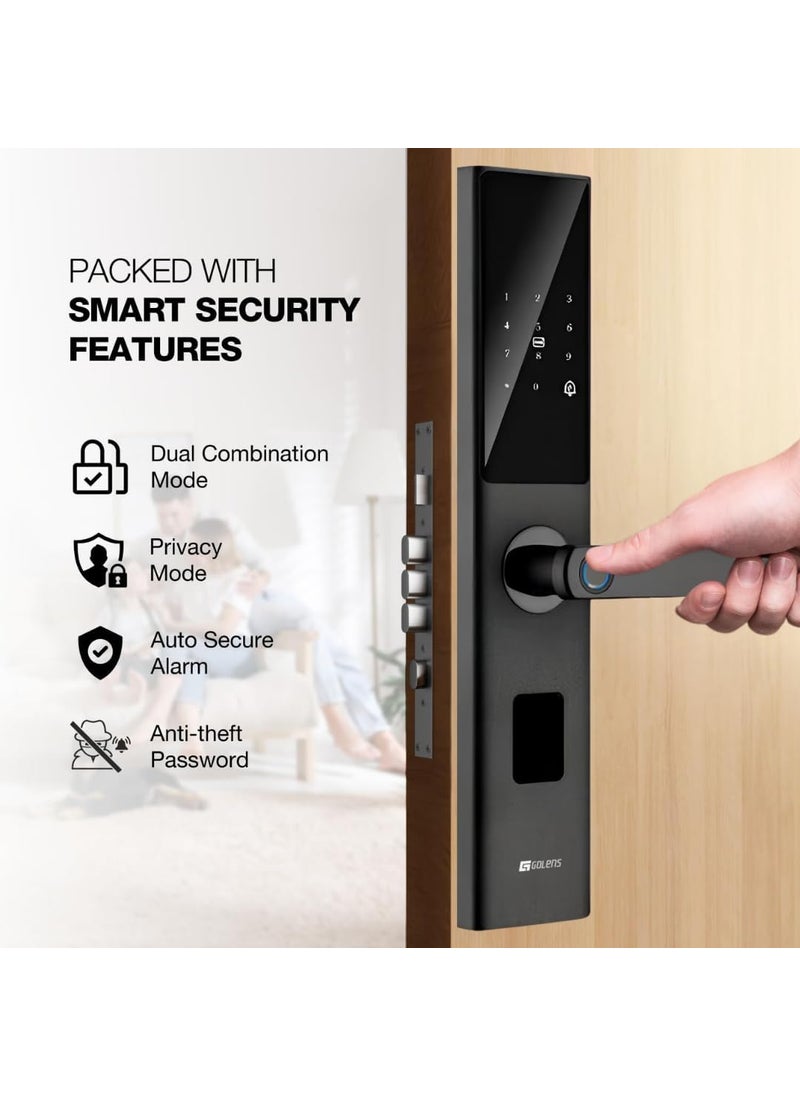 Golens - Golens X33 Black Smart Door Lock Digital Door Lock 6Way Unlocking WiFi Fingerprint Password RFID Card Mobile App Physical Key OTP Access Passage Mode No Extra Gateway Required - Image 1