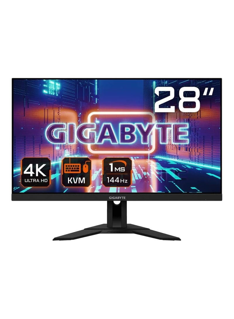 GIGABYTE 28" SS IPS Display Gaming Monitor, 144Hz Refresh Rate, 3840 x 2160 4K/UHD, Adaptive-Sync, 1ms Response Time, 94% DCI-P3, 8bits Display Color, M28U-EK Black - Image 1