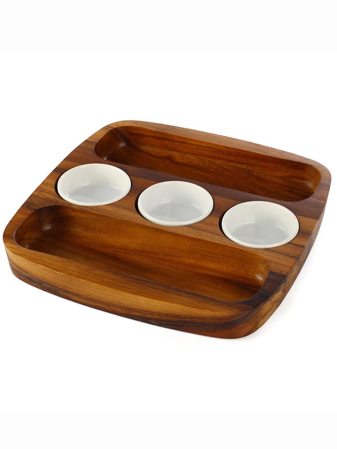 Billi Wooden 2 Side Chip and Salsa Serving Tray