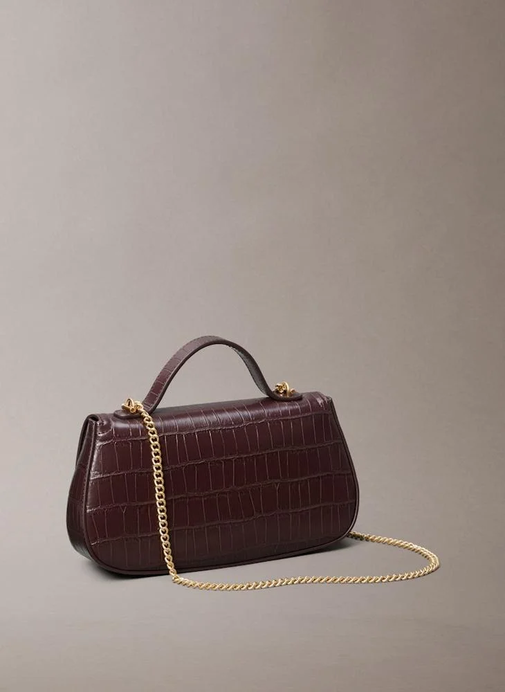 CALVIN KLEIN Logo Croc Top Handle Bag